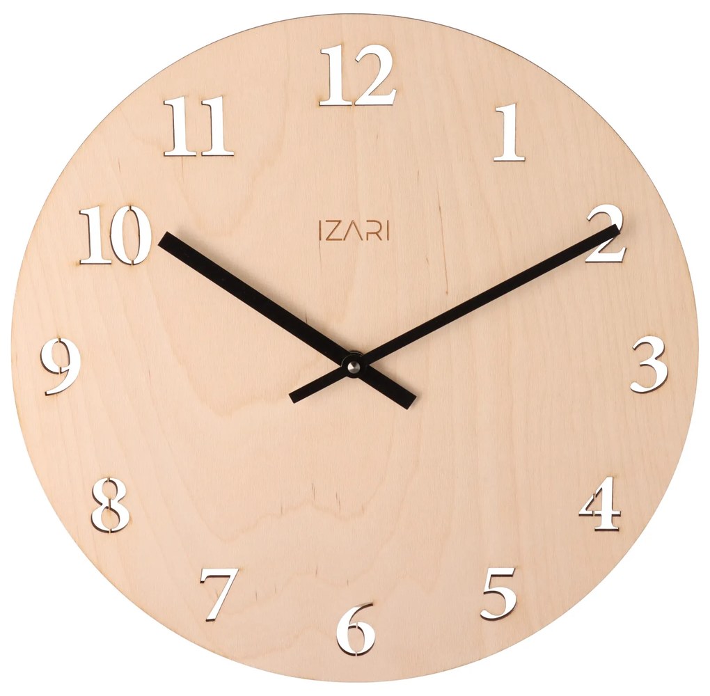 IZARI brezové numerické hodiny 34 cm - čierne ručičky