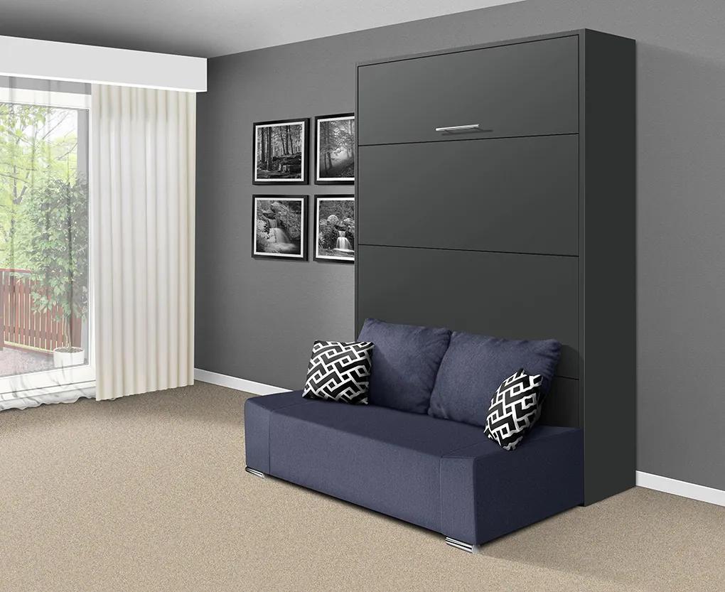 Nabytekmorava Sklápacia posteľ s pohovkou VS 21058P 200x120 farba pohovky: Krémová, Typ farebného prevedenia: Agát / dvere biele LESK