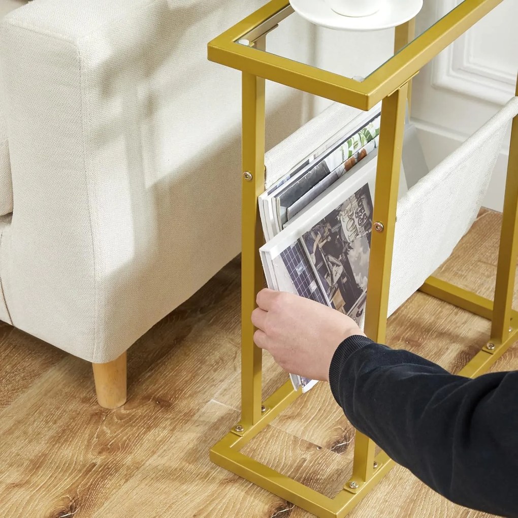 Odkládací stolek Vasagle Fido 40 cm zlatý/čirý