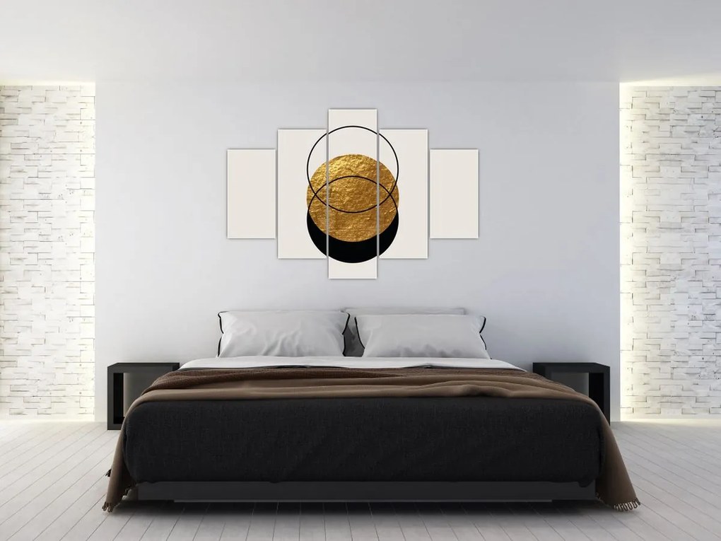 Obraz - Abstrakcia zlatá a biela N⁰2 (150x105 cm)