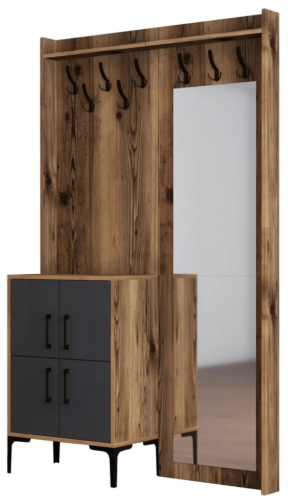 Predsieňová stena Betina BC (Orech + Antracit) (so zrkadlom). Akcia -20%. Vlastná spoľahlivá doprava až k Vám domov. 1072518