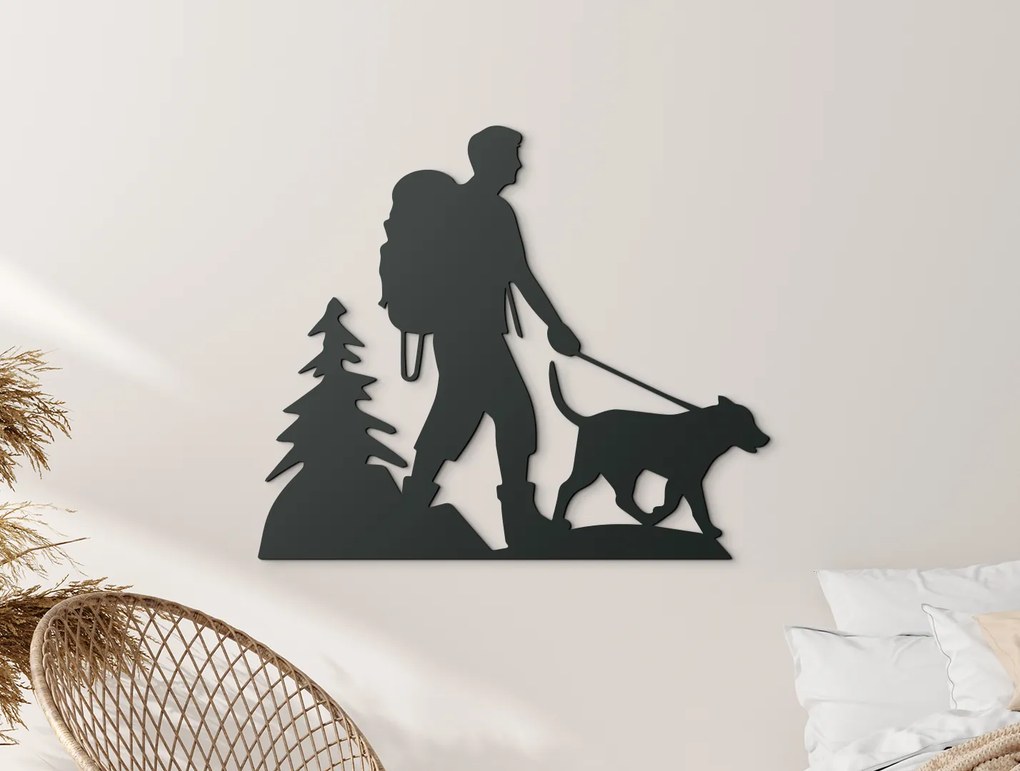drevko Obraz Turista a jeho najlepší priateľ Rozmer obrazu: 32,5 x 38 cm, Farba dekorácie: Čierna