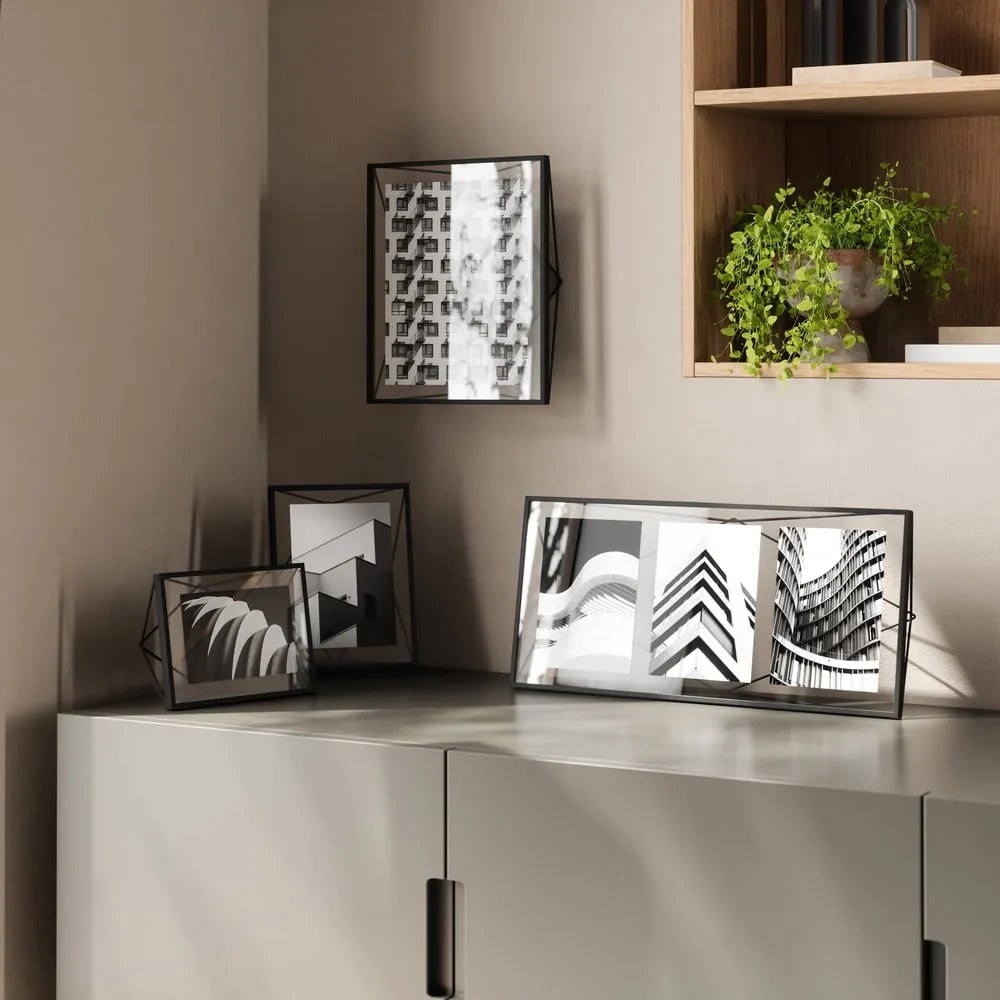 Čierny kovový rámček stojací/na stenu 48x23 cm Prisma – Umbra