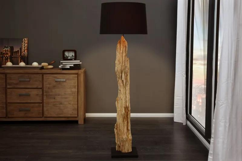 Stojaca lampa vyrobená z masívneho dreva Rousilique čierna