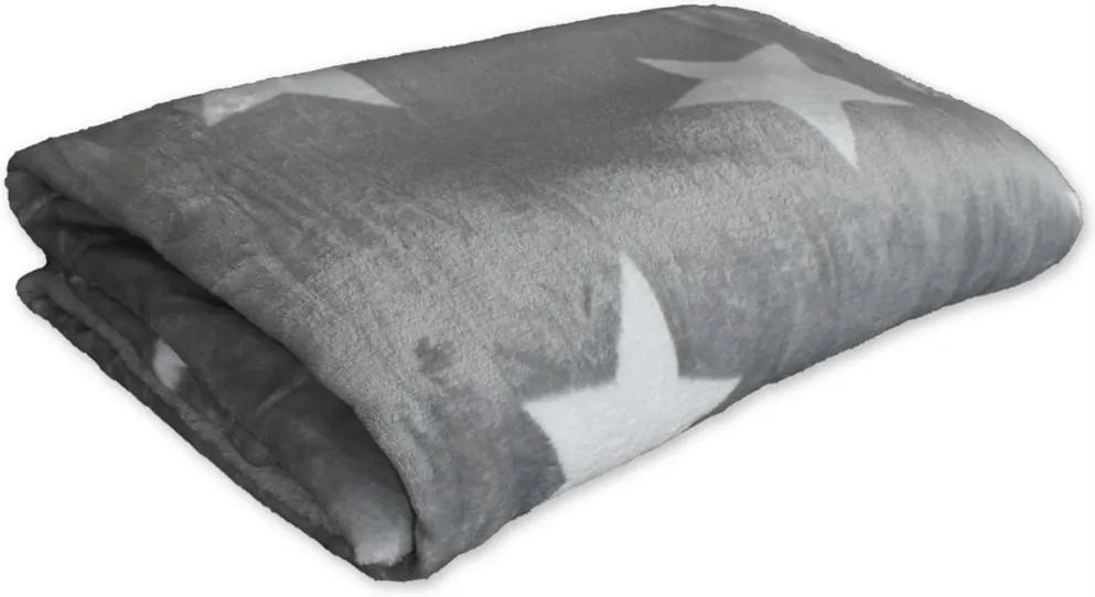 Homeville deka mikroplyš 150x200 cm hvězdičky šedá