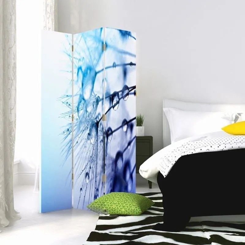 Gario Paraván Kvapky vody v modrej farbe Rozmery: 180 x 170 cm, Prevedenie: Otočný paraván 360°