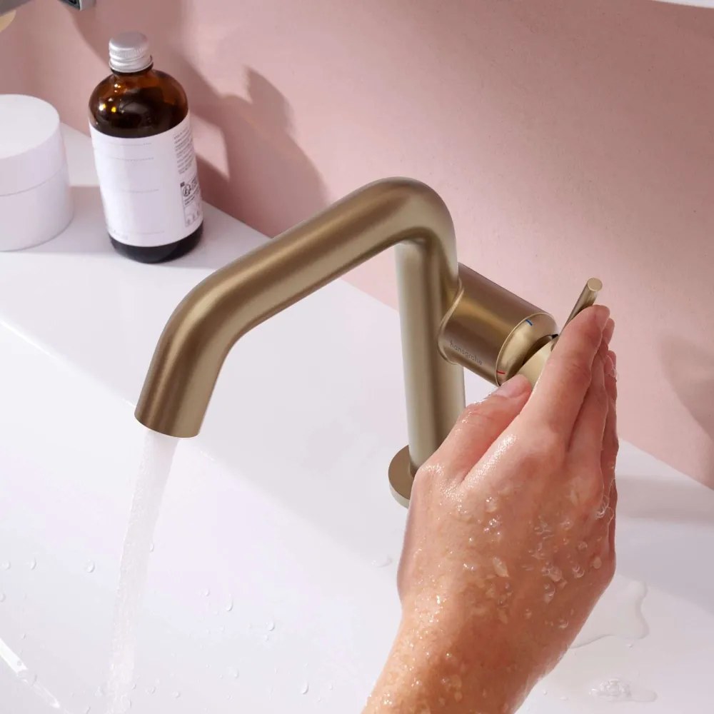 HANSGROHE Tecturis S páková umývadlová batéria Fine Coolstart s odtokovou súpravou s tiahlom, výška výtoku 112 mm, kartáčovaný bronz, 73323140