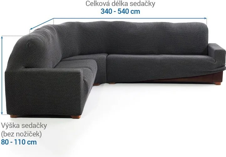 Super strečové poťahy NIAGARA antracitová rohová sedačka (š. 340 - 540 cm)
