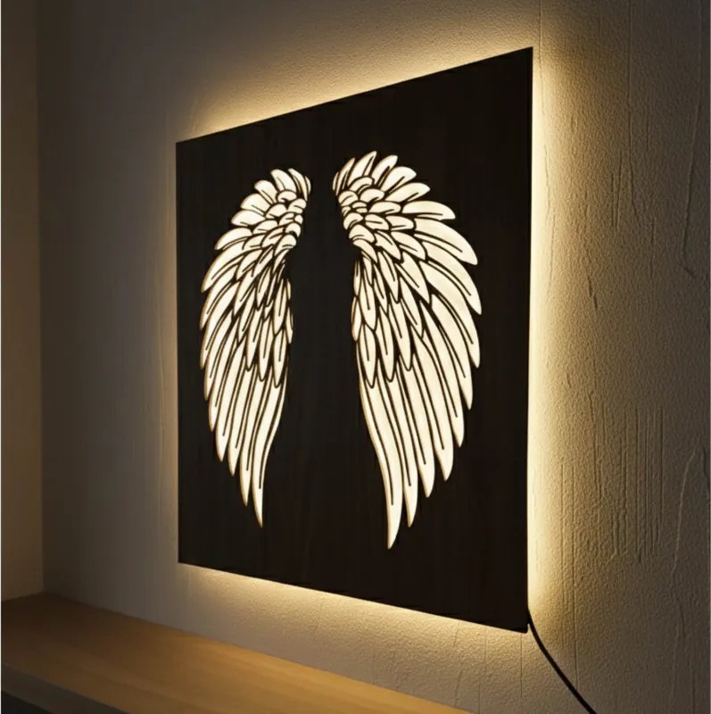 LED drevený obraz – Anjelske krídla | Podsvietená nástenná dekorácia od | SENTOP LED0501