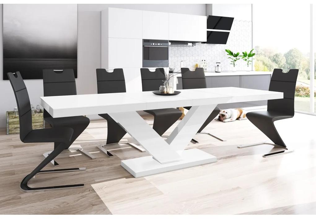 Luxusný rozkladací jedálenský stôl  VICTORIA MAT biela matná/biela