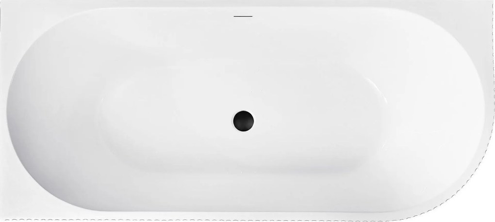 Voľne stojaca akrylátová vaňa REA WENUS LEFT 170x80 cm biela, sifón Click-Clack - čierny