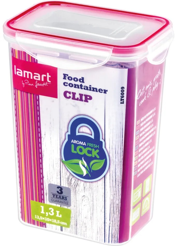 Lamart LT6009 dóza obdĺžnik Clip 1,3L, 1,3 l