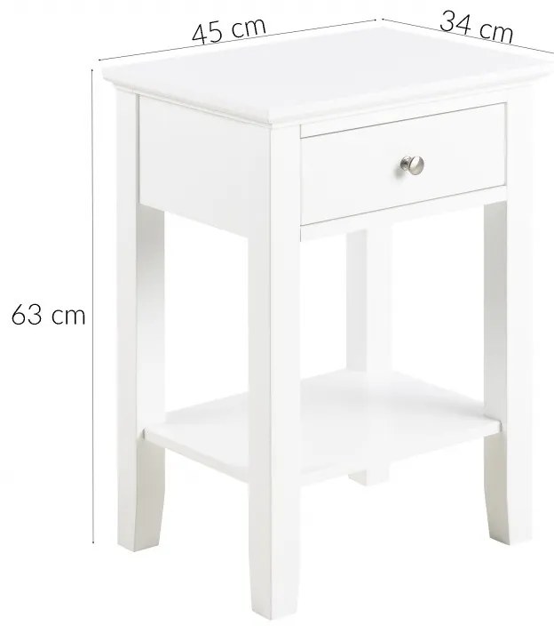 Nočný stolík Rino biely