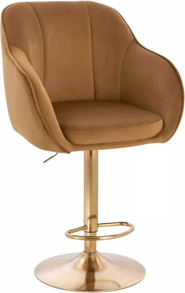 LuxuryForm DESIGN Barová stolička AVOLA VELUR na zlatom tanieri - medová