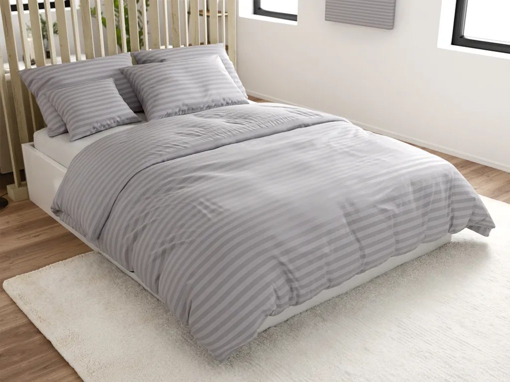 Hotelové obliečky z mikrovlákna JASMINE svetlo sivé - prúžok 2 cm Rozmer obliečky: 2 ks 70 x 90 cm | 200 x 220 cm