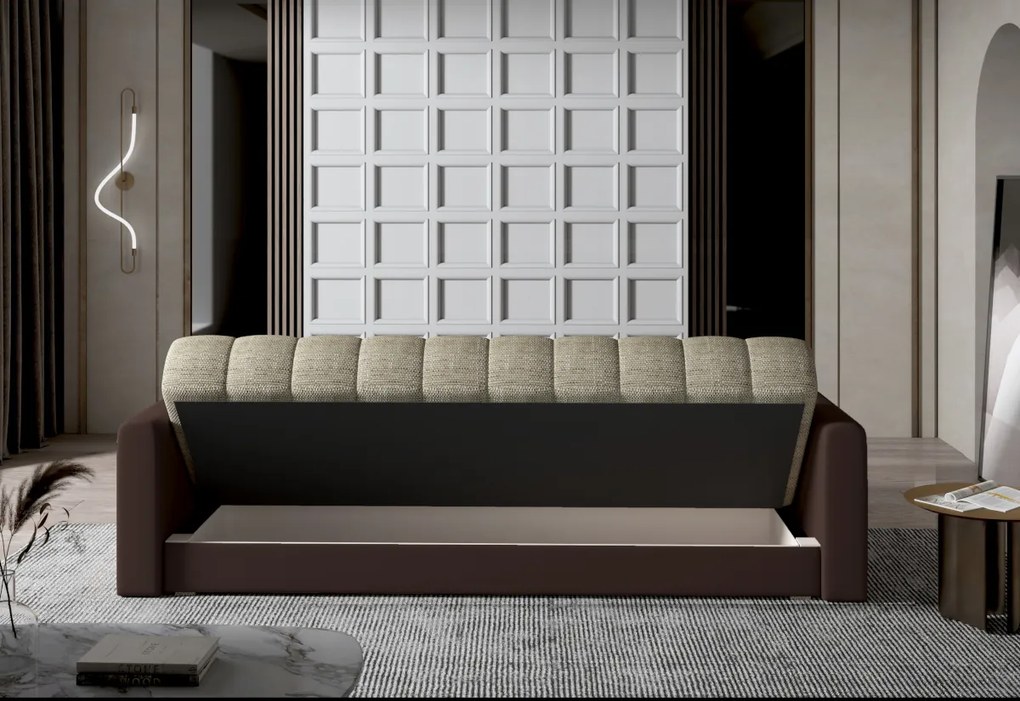 Rozkladacia čalúnená pohovka GARETT, 210x90x85, sawana 21/soft 11