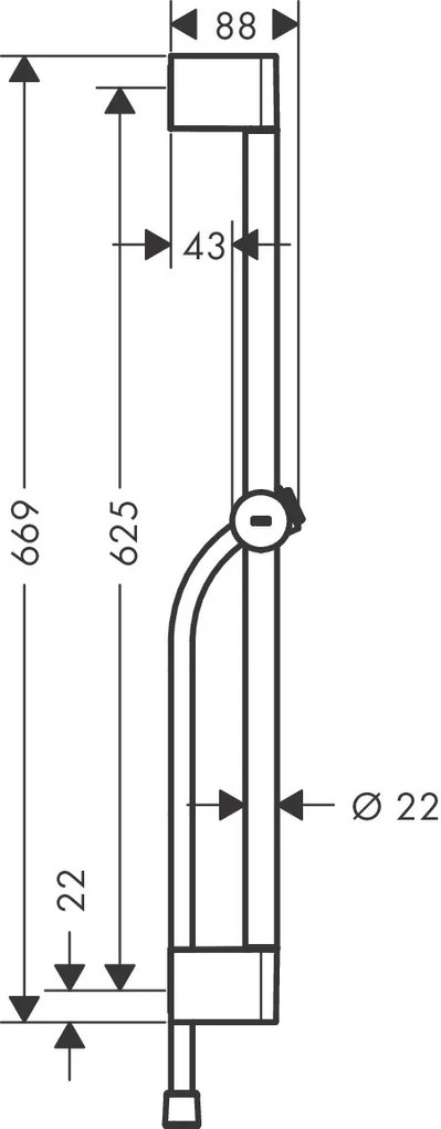 Hansgrohe Unica, sprchová tyč Pulsify S 650 mm so sprchovou hadicou Isiflex 1600 mm, chrómová , HAN-24400000
