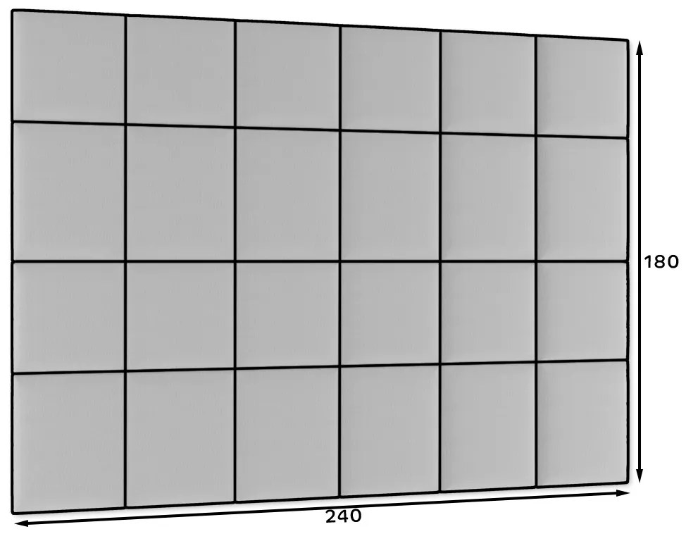 Set 24 čalúnených panelov Quadra 240x180 cm (svetlosivá). Vlastná spoľahlivá doprava až k Vám domov. 1052017