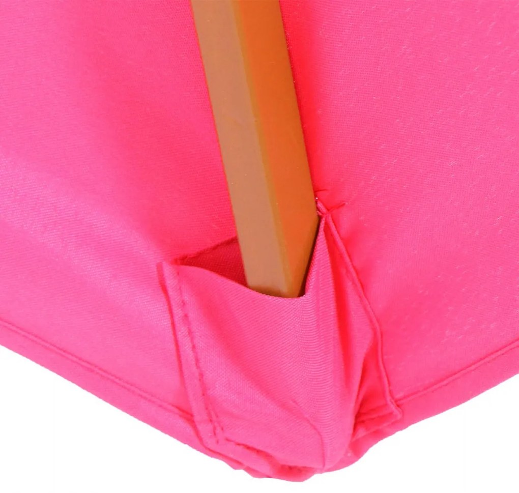 Slnečník Florida Ø 3m - polyester/drevo - ružová