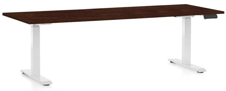 Výškovo nastaviteľný stôl OfficeTech C, 200 x 80 cm, biela podnož, wenge