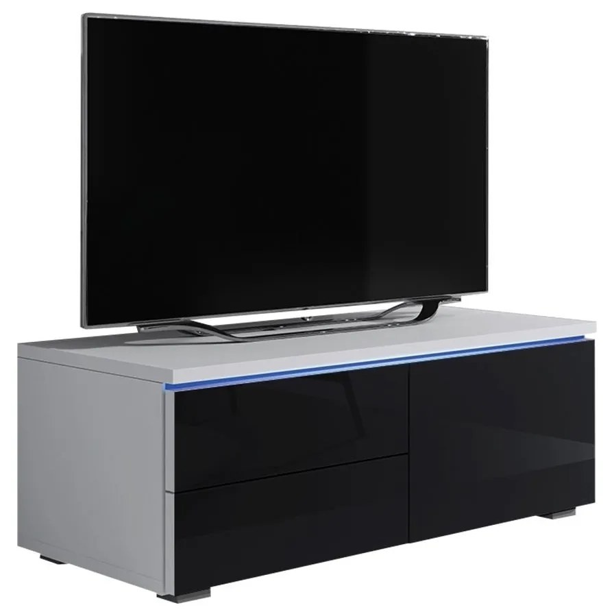 TV stolík Cleo XI P, Farby: biela / šedý lesk