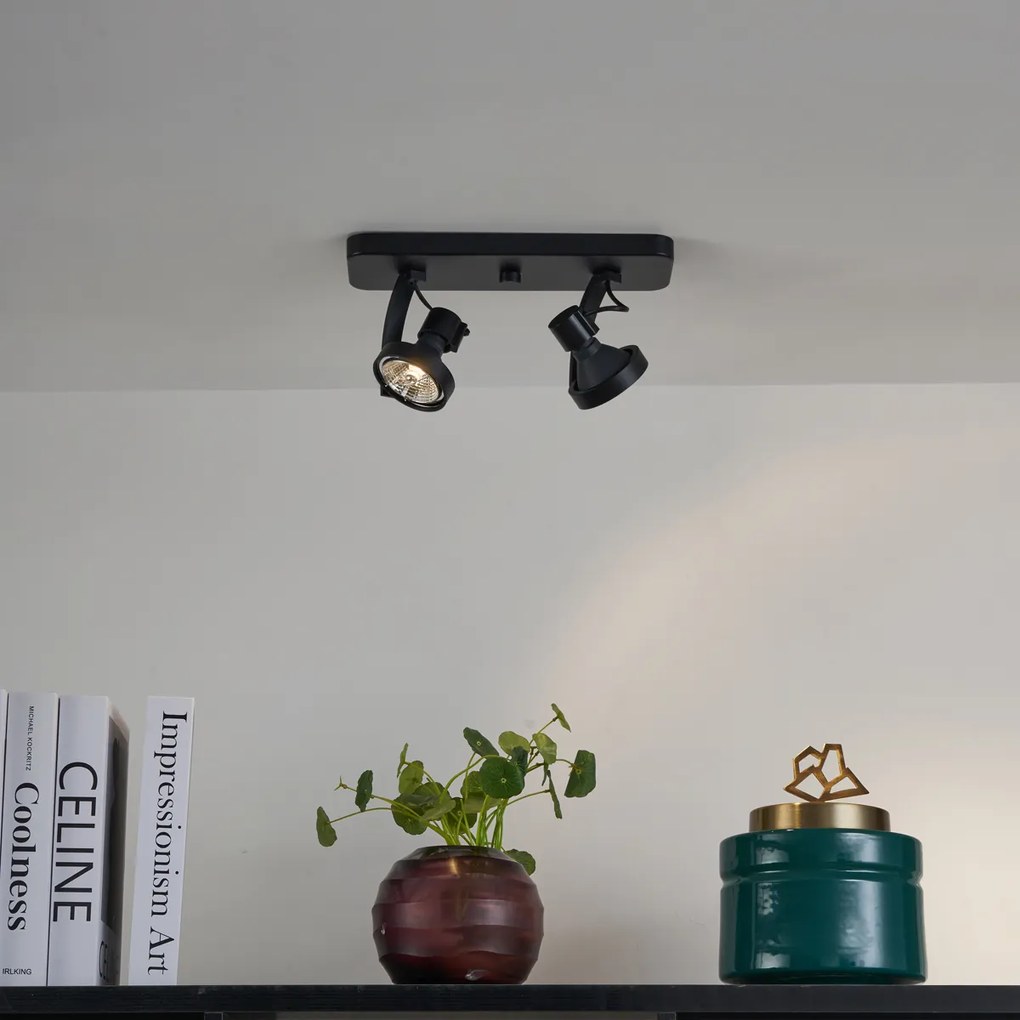 Dizajnový stropný reflektor čierny GU10 70mm 2-svetelný nastaviteľný - Vo