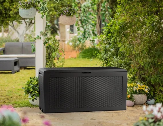Zahradní úložný box RATTAN - 270 L, antracit