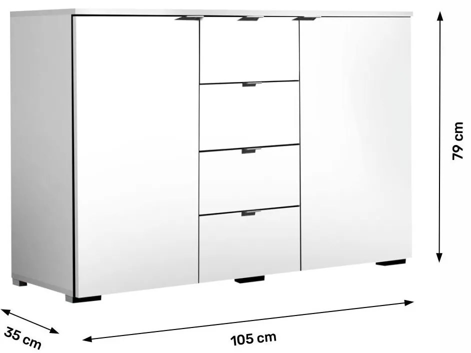 Tempo Kondela Komoda, biela, MIRANDA TYP 1