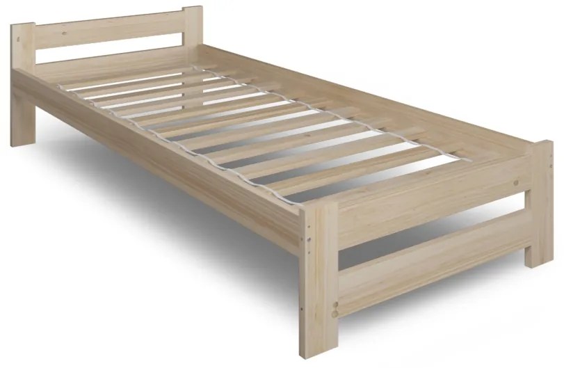 Posteľ z masívu EURO + pěnový matrac COMFORT 14 cm + rošt ZADARMO, 90x200, prírodný-lak