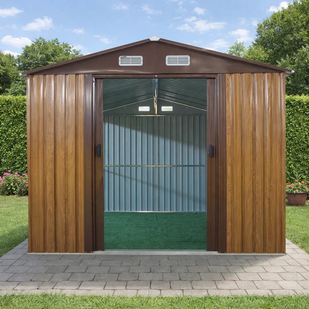 Záhradný domček BestBerg BBSH-1208W / 10,1 m² / 389 x 260 x 202 cm / dekor dreva/hnedá