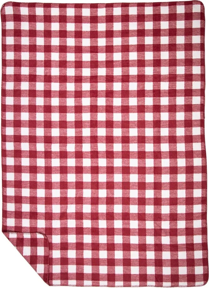 Červeno-biela obojstranný károvaný pléd Caro XL - 150*200 cm