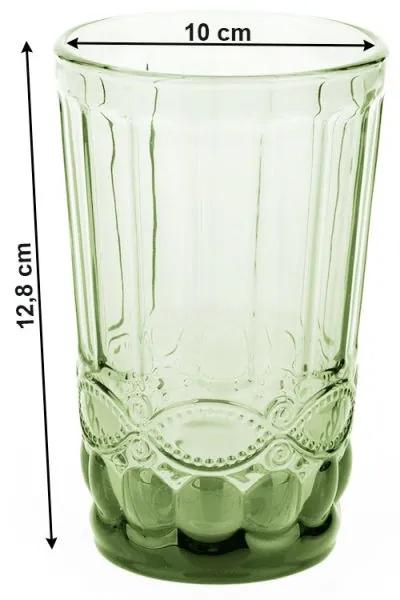 Kondela Poháre na vodu, set 6 ks, 350 ml, zelená, vintage, FREGATA TYP 6