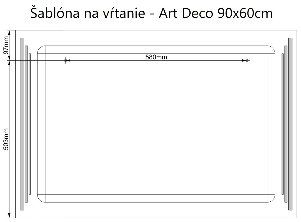 LED zrkadlo Art Deco Vertical 90x60cm neutrálna biela - diaľkový ovládač Farba diaľkového ovládača: Čierna