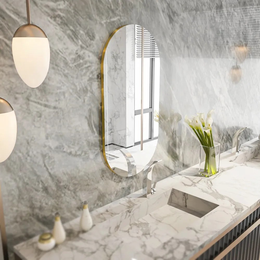 Dekoratívne nástenné zrkadlo Riors 85x45 cm zlaté