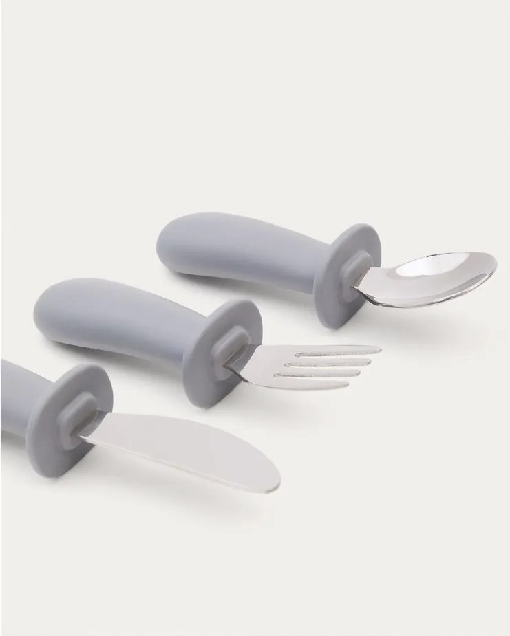 Modrý plastový/zo silikónu detský príbor 3 ks Lili – Kave Home