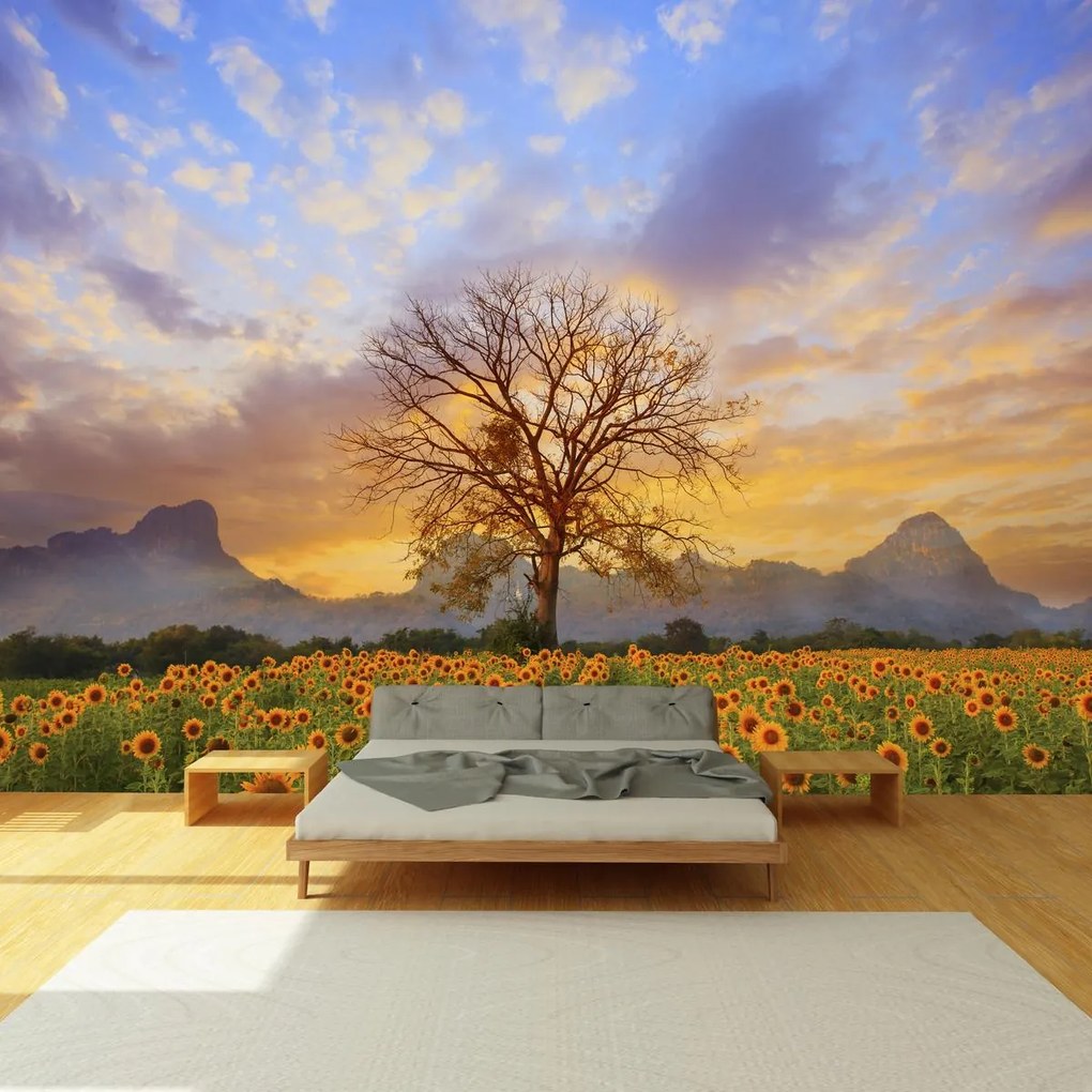 Fototapeta - Strom v slnečniciach (147x102 cm)