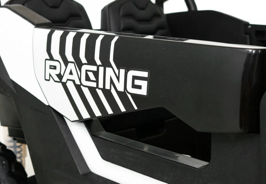 Ramiz Detská bugina ATV Strong Racing pre 2 deti biela + bezkefkový motor + nafukovacie kolesá + zvuky + LED