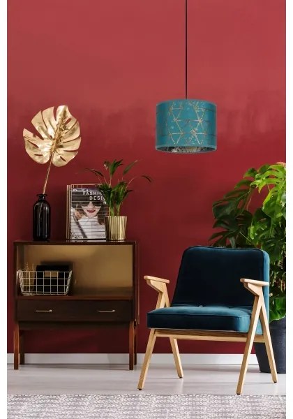 Luster na lanku REZO 1xE27/60W/230V tyrkysová