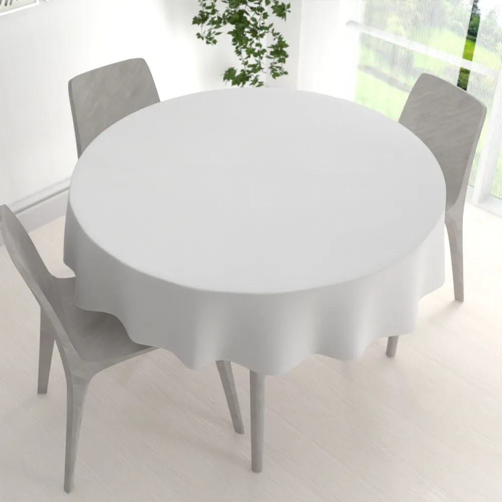 Biante Veľký dekoračný okrúhly obrus BKU-112 Dymovo biely Ø 240 cm