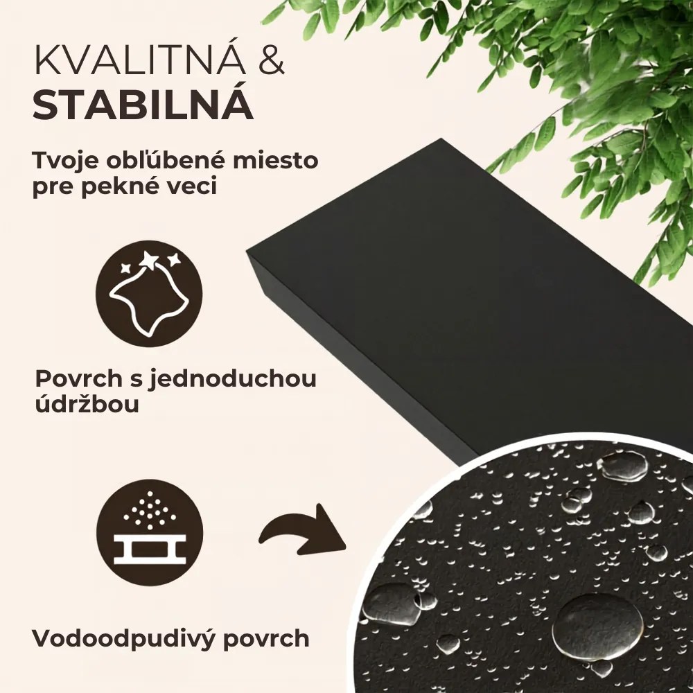 Nástenná polica FIGO + konzola, 110cm, čierna Casaria