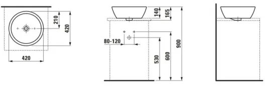 LAUFEN H8129620001091 - Umyvadlo PRO na dosku pr. 42 cm keramika/biela