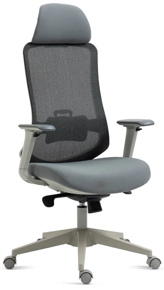 Kancelárska ergonomická stolička BULMA — sieť/látka, sivá