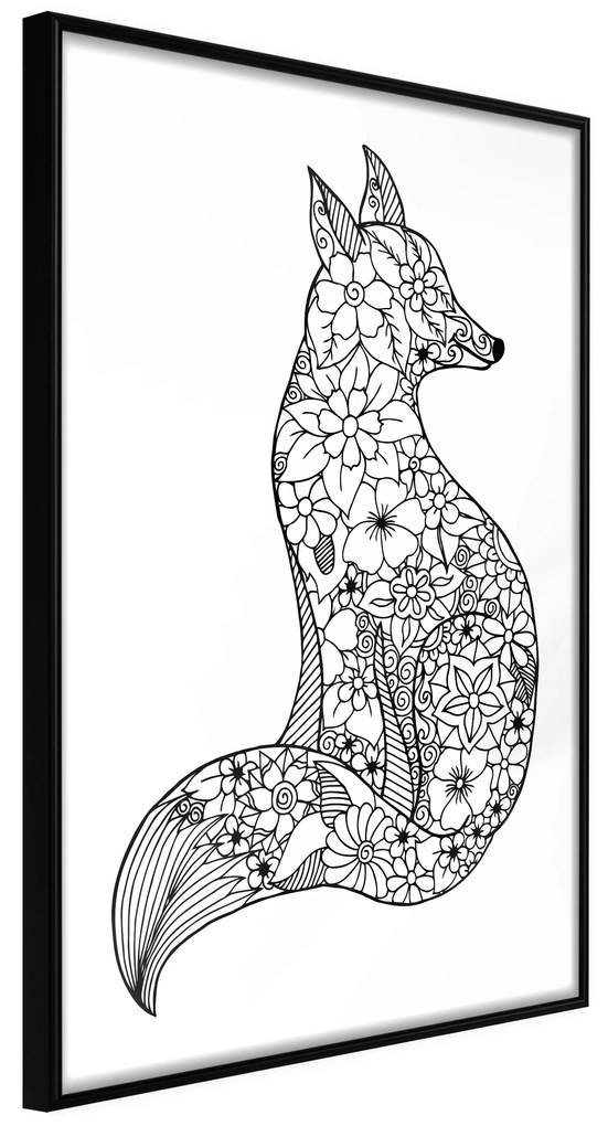 Artgeist Plagát - Flower Fox [Poster] Veľkosť: 20x30, Verzia: Čierny rám s passe-partout