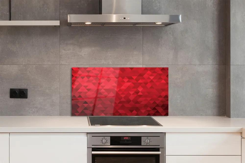 Sklenený obklad do kuchyne Červené vzor trojuholníky 125x50 cm