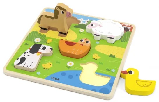 Drevené puzzle Viga 44662 farma