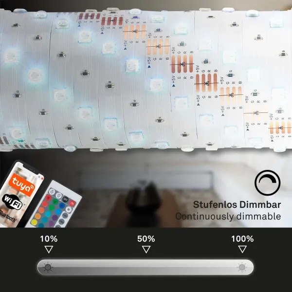 Brilo - LED RGBW Stmievateľný pásik 6,5m LED/15W/230V Wi-Fi Tuya + DO