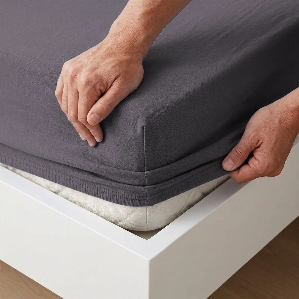 4Home jersey prestieradlo MAKO antracit, 90–100 x 200 cm, 90–100 x 200 cm