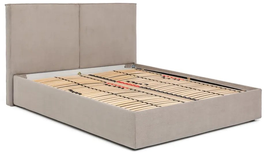 Čalúnená dvojlôžková posteľ taupe s úložným priestorom s roštom 160x200 cm Thessa Bold – Bonami Selection