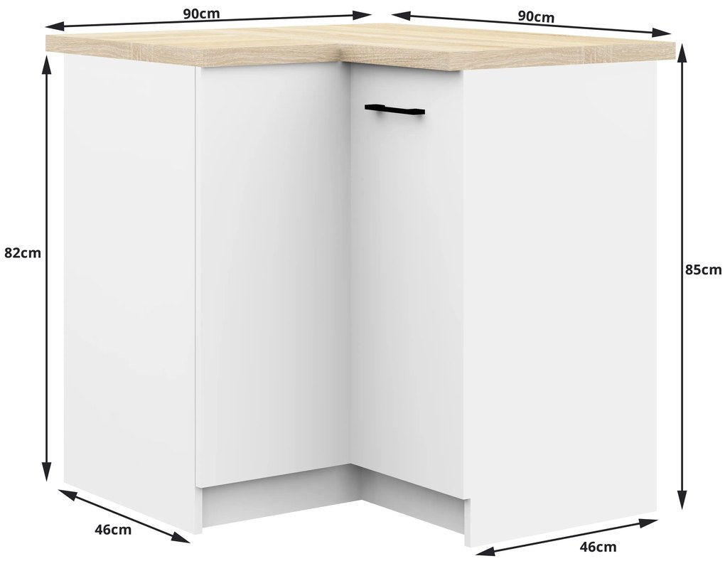 Rohová dolná kuchynská skrinka Ozara S90 90 (biela). Vlastná spoľahlivá doprava až k Vám domov. 1069131