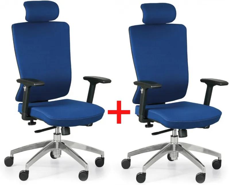 Kancelárska stolička Ned F 1+1 ZADARMO, modrá